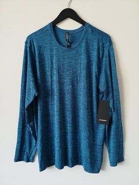 NWT LULULEMON TRNV/NEOB Blue Lightweight Metal Vent Breathe LS Top Men's XXL